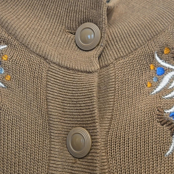 Vintage Bob Mackie Embroidered Brown Cardigan size 2X - Picture 5 of 8